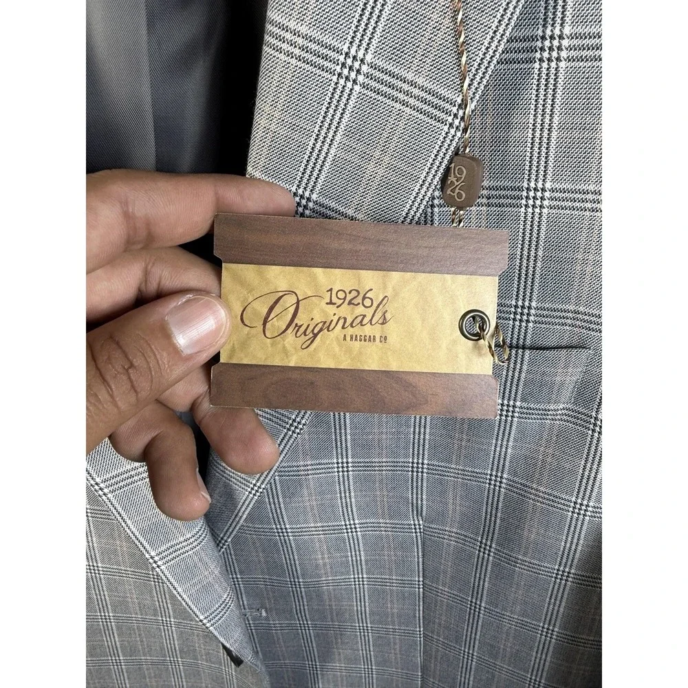 1926 Originals Blazer Mens 42R Gray Plaid Tweed Sport Coat Straight Fit‎